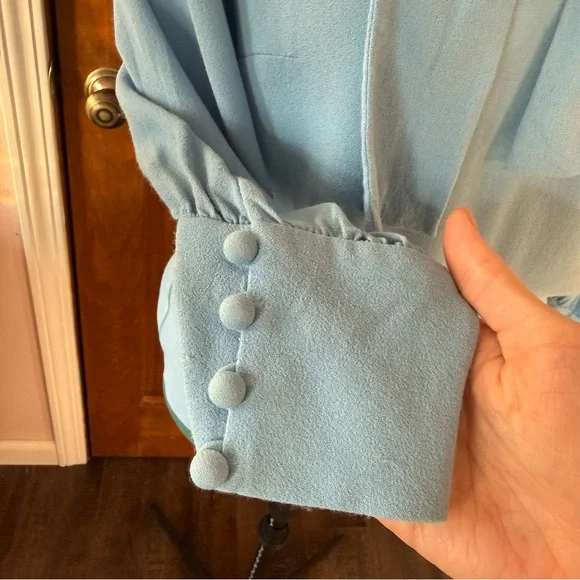 Goat by JANE ATELIER Baby Blue Self Tie Bow Blouse US 4 - Picture 4 of 8